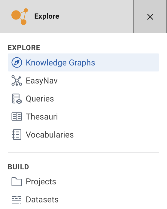 Menu entry EXPLORE > Knowledge Graphs