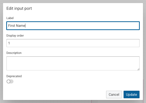 The Edit input port dialog