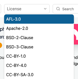 The open License drop-down