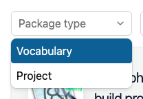 The open Package type drop-down