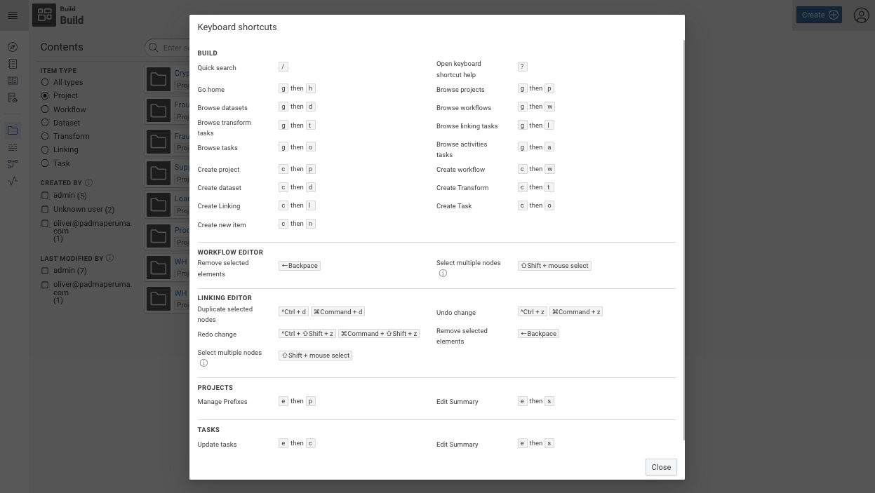 23.3: Build - Keyboard Shortcuts